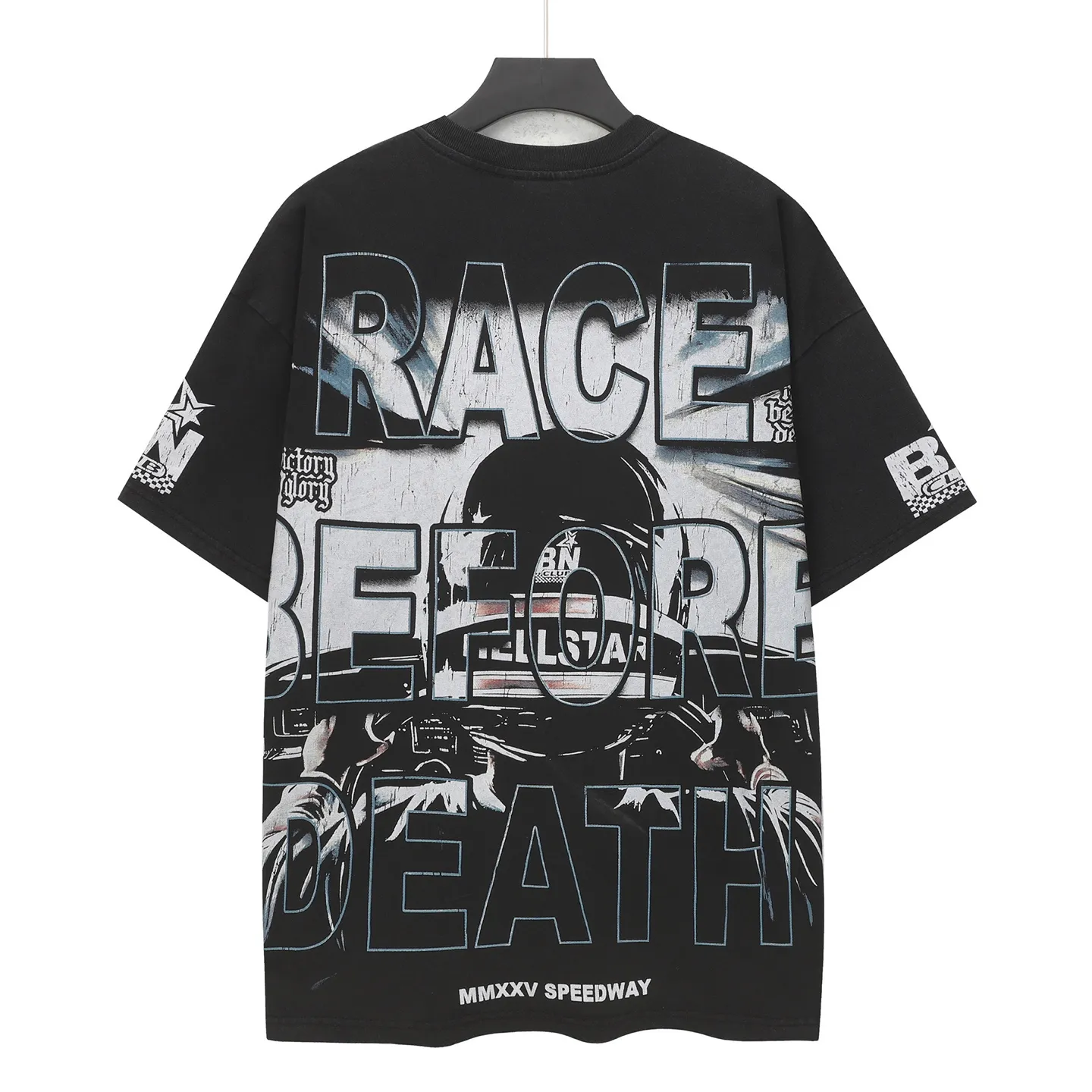 958# Black In Stock Hellstar T （fabric):32 250 Sizes（size）：S-M- L- X L （colour）： Black
